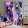 2D flat printing 2pcs Curtain Curtain Colorful Peacock Feathers Digital Printed Polyester Drapes Festive Curtains Use for All