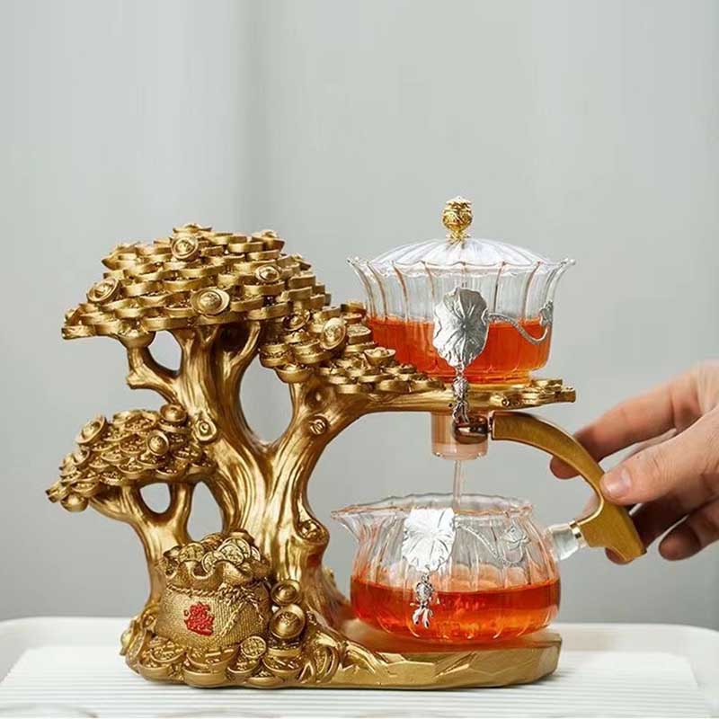 Творческий стеклянный чайник Cash Cow, автоматический чайный сервиз, термостойкое заварочное устройство, турецкий чайник с подставкой, новое поступление