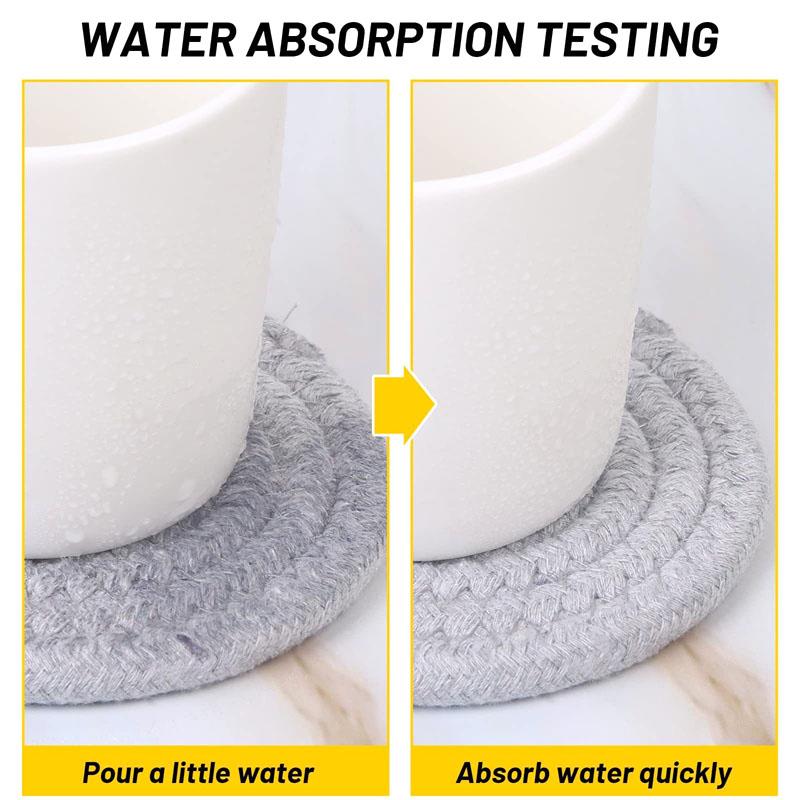 8Pcs Cup Coasters For Drinks Absorbent Woven Coaster Set With Holder Farmhouse Cloth Fabric Cup Coasters For Coffee Tea
