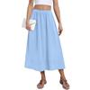 Women's Casual Fashion Solid Colour Big Hem Skirt Elasticated Loose Pockets Pleated Half-body Skirt (With Side Pockets)