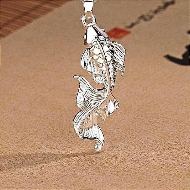 Women's Koi Carp Pendant Necklace - Chinese Style Fish Collarbone Chain Gift