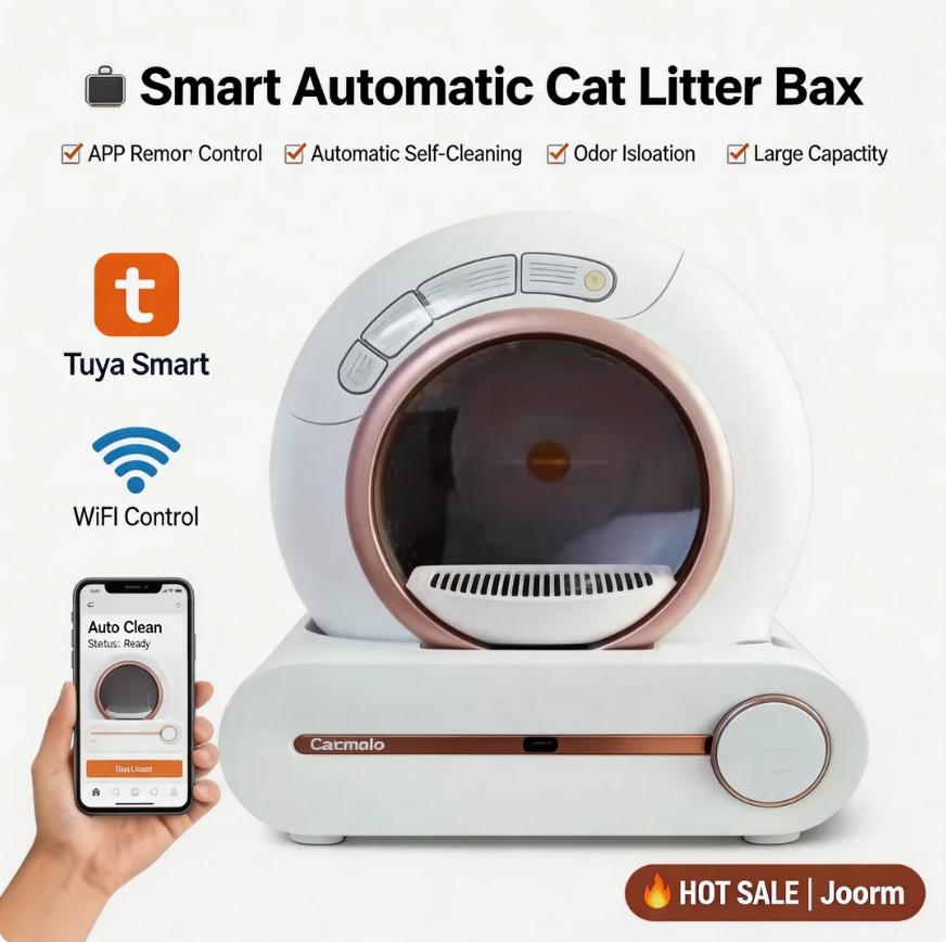 Hassle-Free Cat Litter Box, Automatic Scooping, Odor Isolation, Perfect for Busy Pet Owners