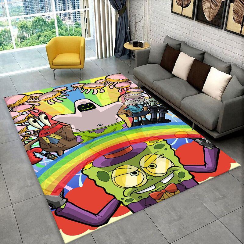 Cute S-SpongeBob Cartoon Non-Slip Area Rug for Living Room,Bedroom,Playroom,Soft Carpet Floor Mat Home Decor Rug Kids Room Gift