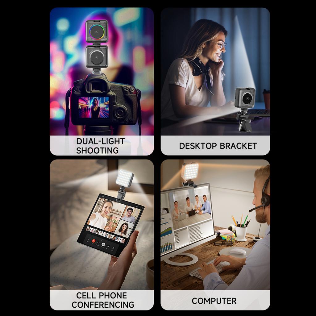 LED Video Light 80 LED Beads 2500K-9000K Dimmable Computer Video Light Webcam with Built-in Battery White Diffuser for Video Conference Live Streaming