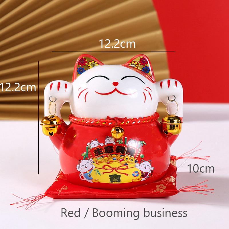 4,8-дюймовая керамическая монетница Maneki Neko Fortune Cat, копилка, украшение для стола, фигурка котенка