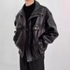 2024 Men's Hong Kong Style Retro Pilot Leather Jacket: Trendy, Loose-Fit, Autumn Lapel Design