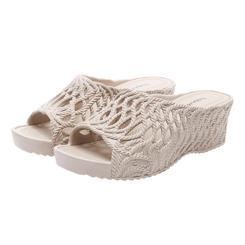 Женские модные шлепанцы на высоком каблуке 2025 года - летние с перфорацией, удобные, на толстой подошве, с ремешком для улицы