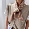 Checkerboard Cross Small Scarf for Women Korean Version  High End Warm and Versatile  Winter Fashionable Scarf Spring and Autumn Decorative Scarf