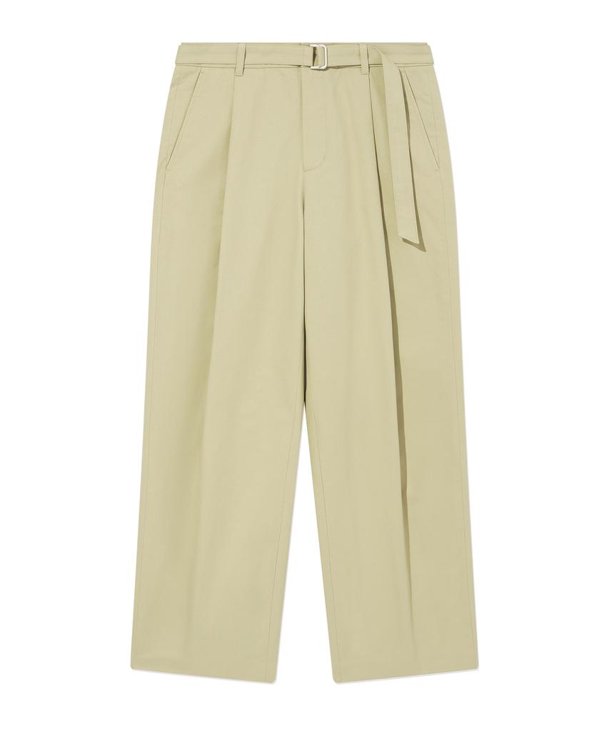 COVERNAT Semi-Wide Cotton Belted Pants Beige
