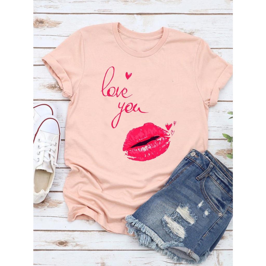 Women's Fashion Short-sleeved Casual T-shirt Clothes Summer  Clothing Ladies Print Graphic Tops