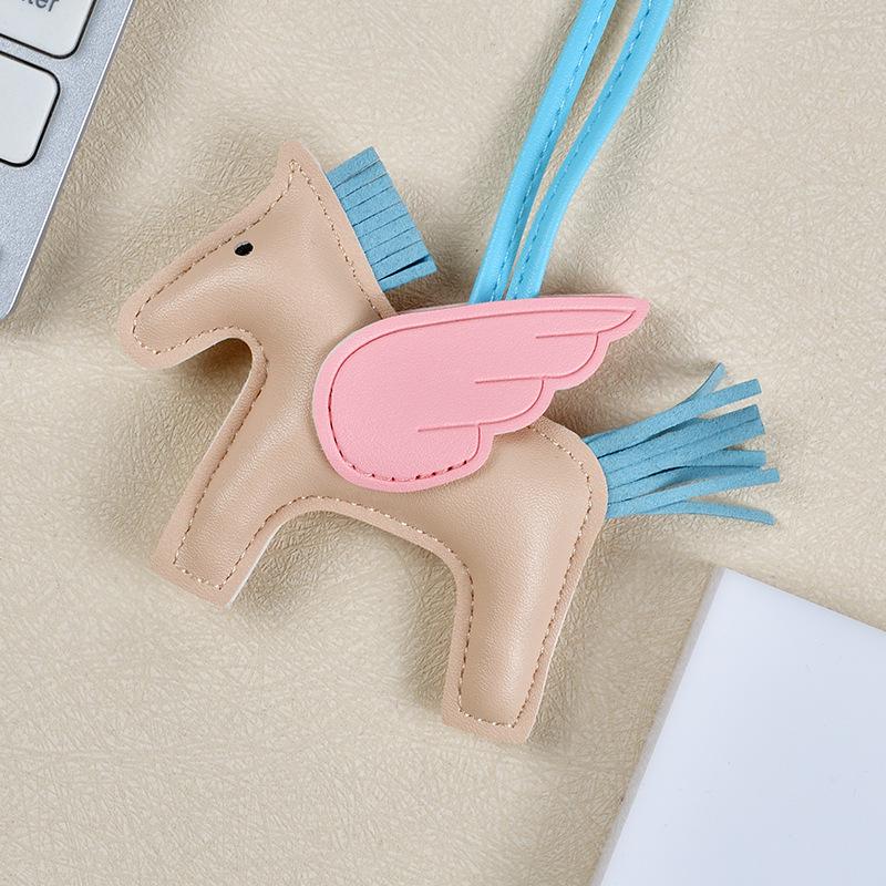 Брелок-подвеска в виде пони Пегаса с кисточкой - милый кожаный мультяшный контрастный цветной шарм