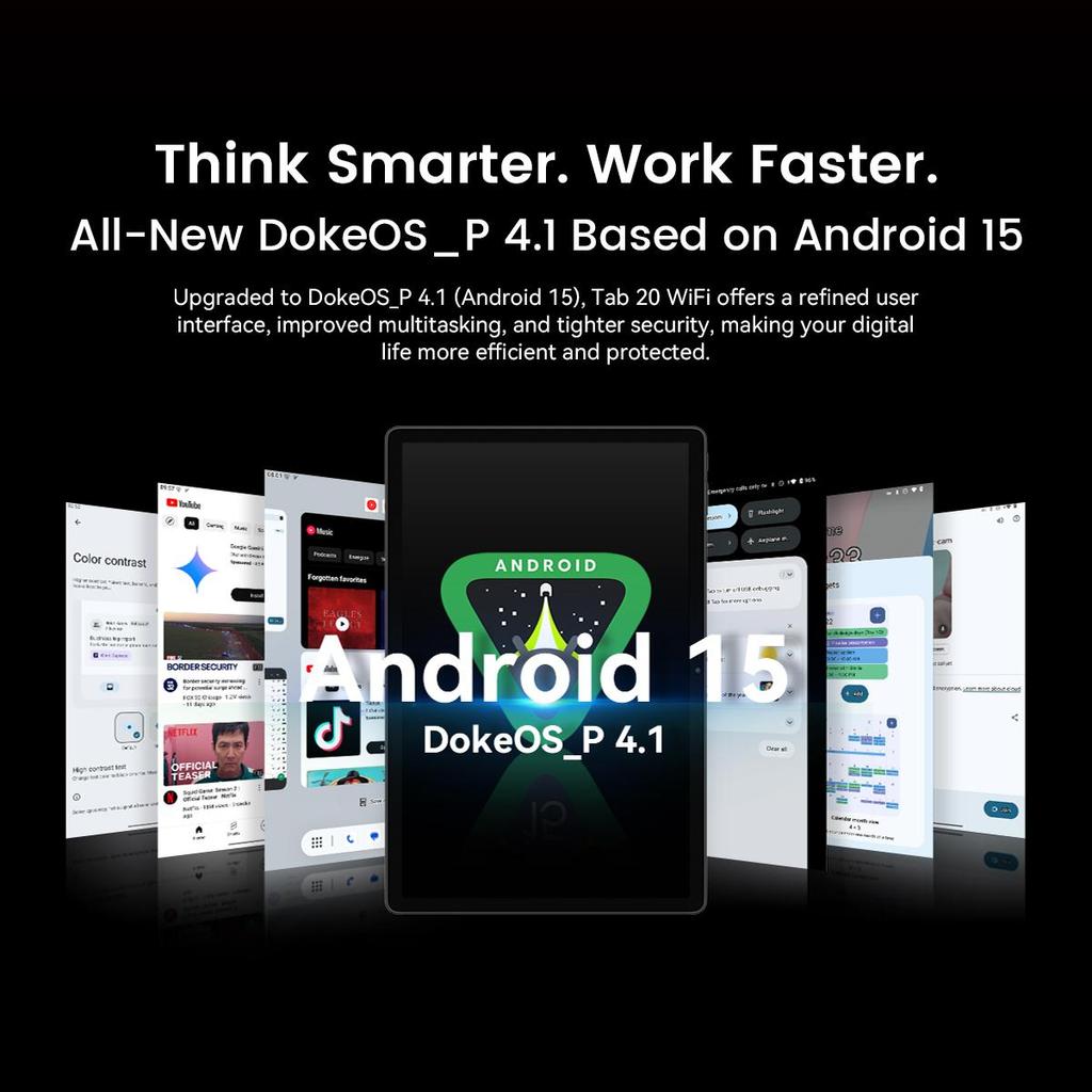 Blackview Планшет Tab 20 WiFi Android 15 10,1 дюйма 4 ГБ ОЗУ 64 ГБ ПЗУ Аккумулятор 6600 мАч Планшеты