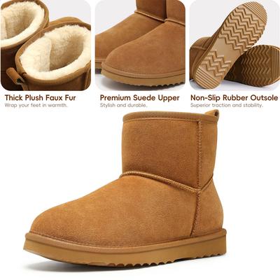 Crestar Зимние женские замшевые ботинки на меху, снежные ботинки для комфорта в помещении, сохраняющие тепло, пушистые снежные ботинки для улицы, женские повседневные ботинки на толстой подошве