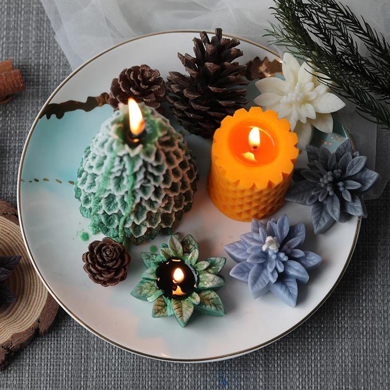 New Creative Flower Shape Mold Christmas Silicone Mold Aromatherapy Candle Resin Cake Decorating Handmade Soap Making Molds