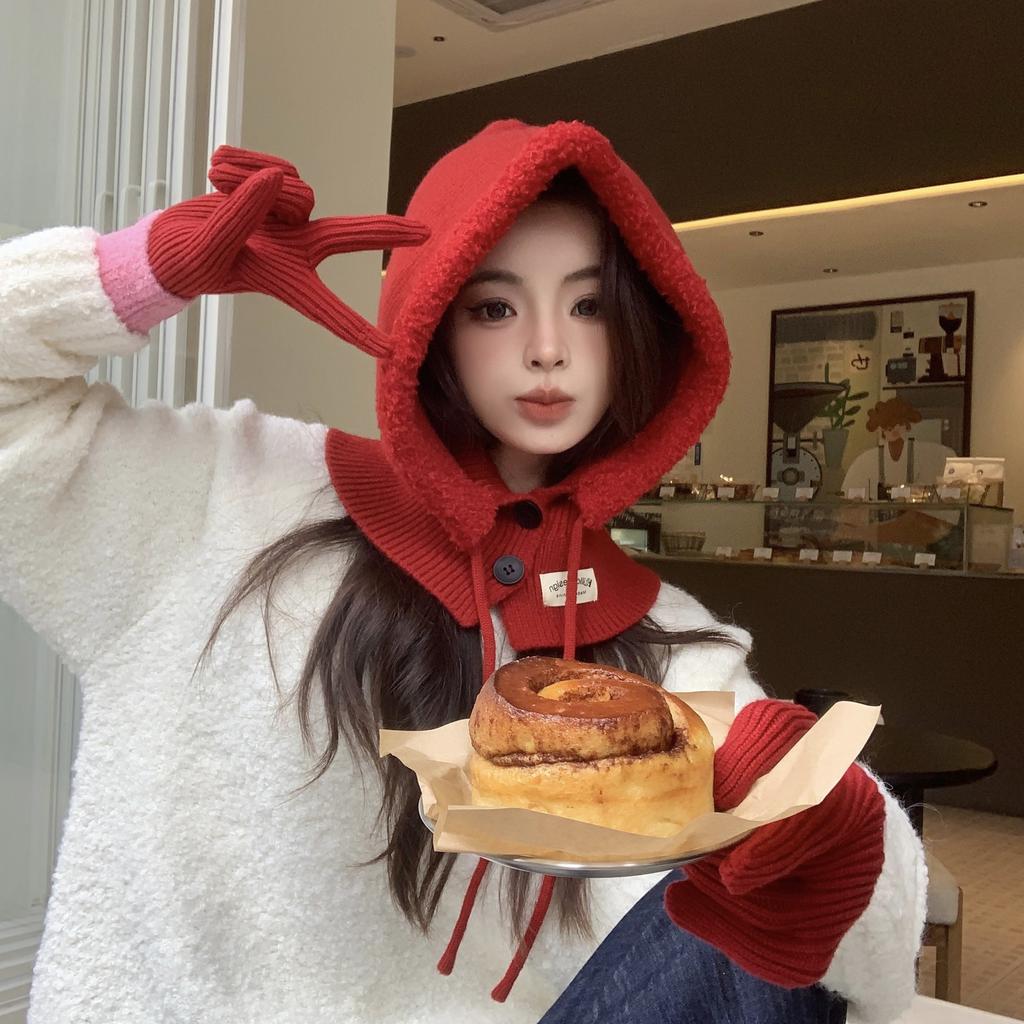 Зимняя новая шапка большого обхвата головы женская шапка-снежный человечек, высококлассная, пушистая, теплая, с защитой ушей, вязаная шапка из толстой шерсти