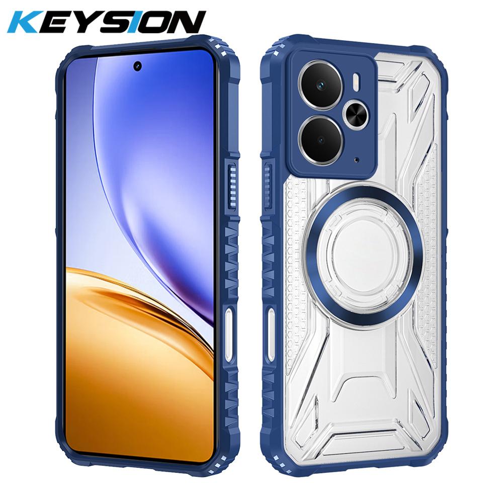 KEYSION Прозрачный магнитный чехол для Realme 14 5G 14T Мягкий силикон+ПК Сверхпрочный Противоударный Задняя крышка для телефона для Realme 14T 5G
