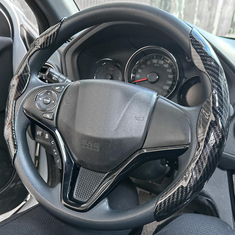 Универсальная крышка рулевого колеса автомобиля, противоскользящая, яркий блеск, текстура под карбон, аксессуары для декора рулевого колеса 14,5-15 дюймов