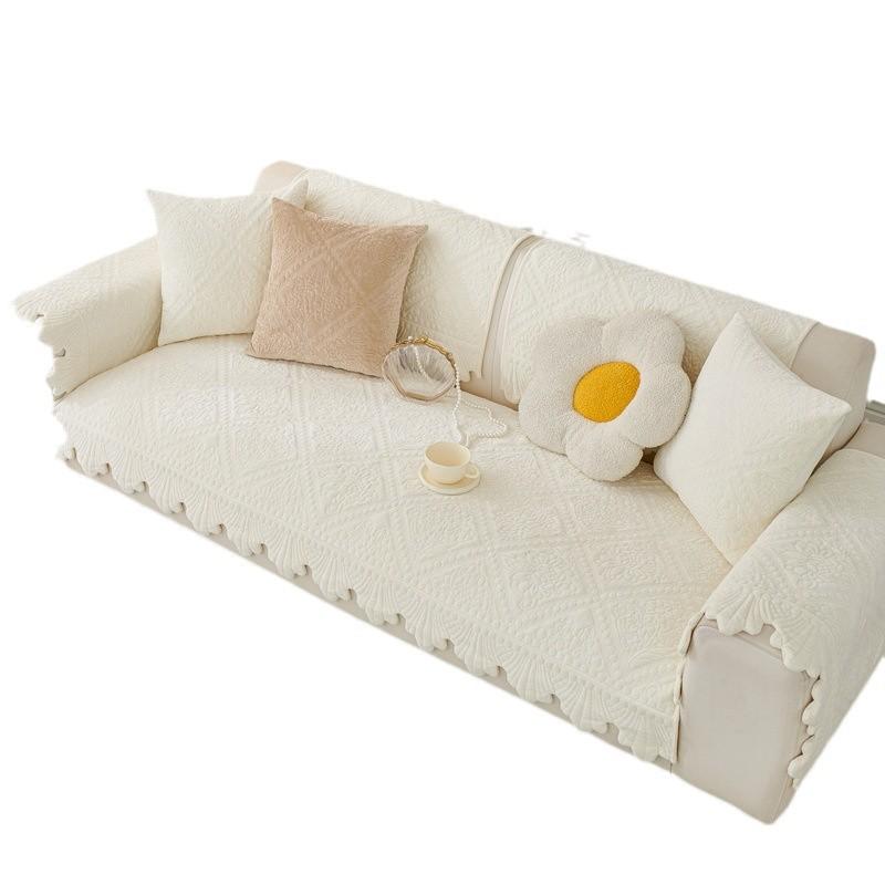 French Retro Plush Sofa Cushion Premium Embroidery New Autumn And Winter Non-Slip Seat Cushion Cover All-Inclusive Sofa Cover Towel Cover