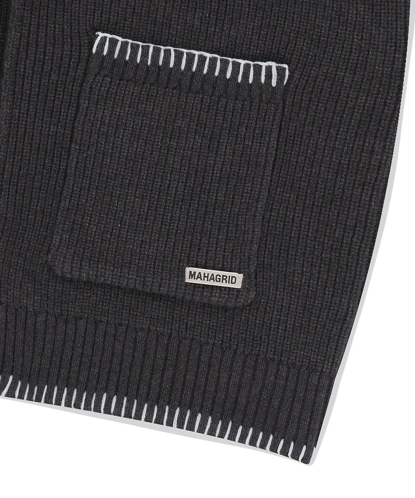 MAHAGRID Stitch Zip-Up Knit Charcoal(Mg2Fsmk680A)