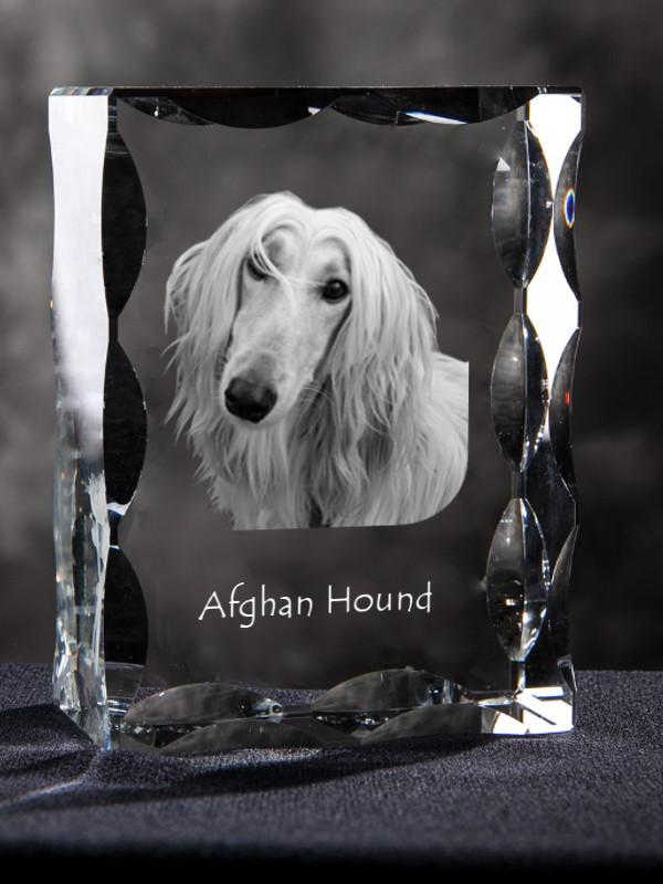 Afghan Hound, Tazi - crystal with a picture of a dog, glass statuette with a picture, unique frame with a picture from Art-Dog brand
