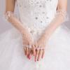 Flexible Accessories Elbow Length Long Mesh Bridal Mittens Ruffle Lace Bow Gloves White Gloves