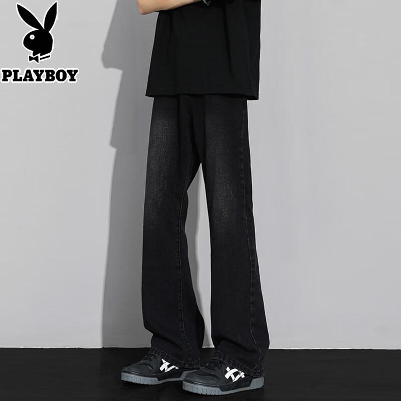 PLAYBOY Men's Loose Straight Micro-Flared Jeans