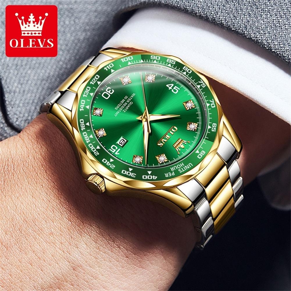 OLEVS Mens Sports Watch Fashion Original Chronograph Quartz Watch Waterproof Luminous Stainless Steel Watches For Man 9988