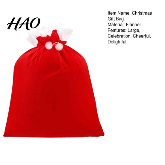 Christmas Home Party Supplies Velvet Santa Gift Bags, Large Red Soft Fabric Present Sack Festive Holiday Favor Bags with Drawstring Closure, Reusable