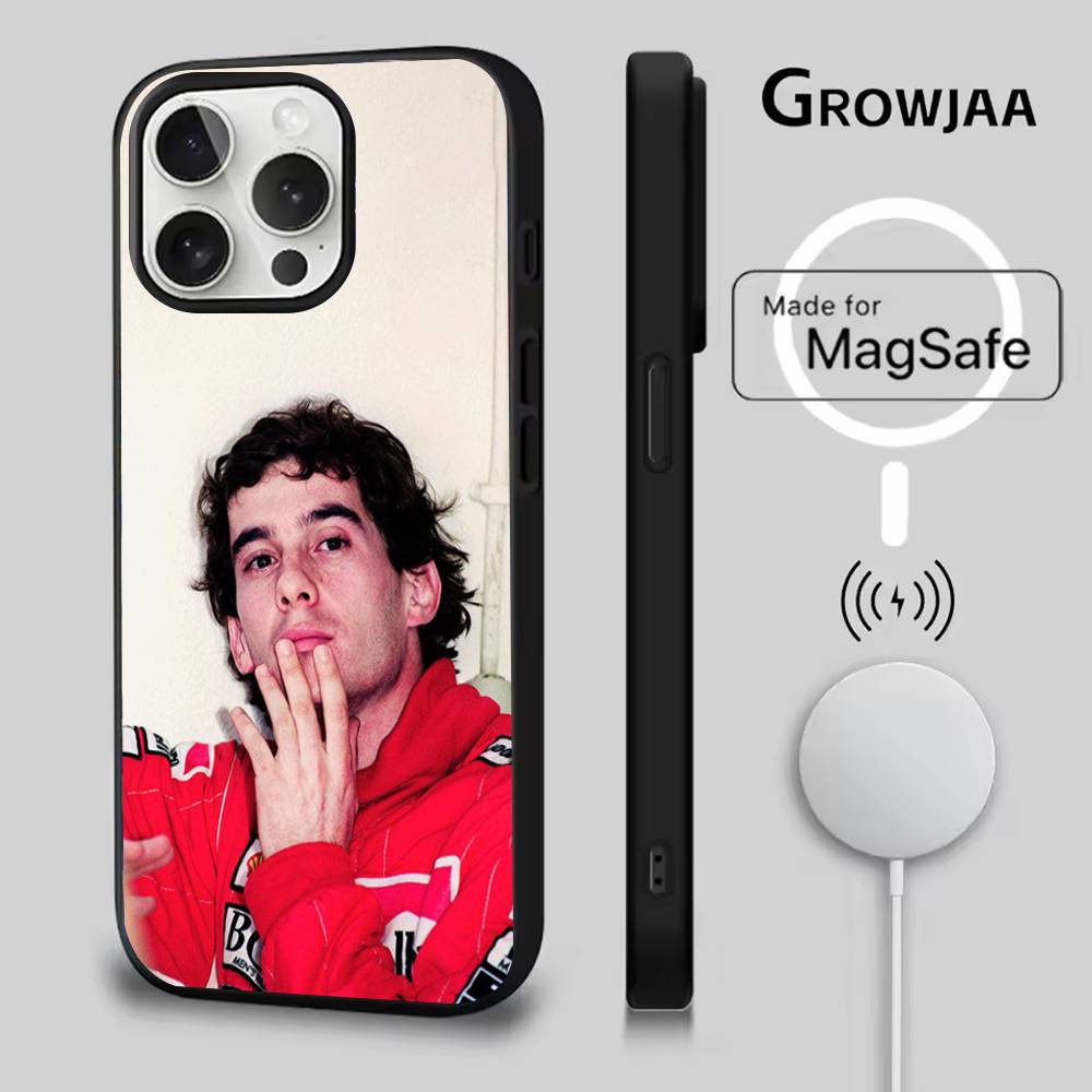 Чехол для телефона F1 A-Ayrton Tacing Driver Senna для iPhone 16e, 16, 15, 14, 13, 12, 11, Plus, Pro, Max, Mini с магнитной беспроводной зарядкой Magsafe