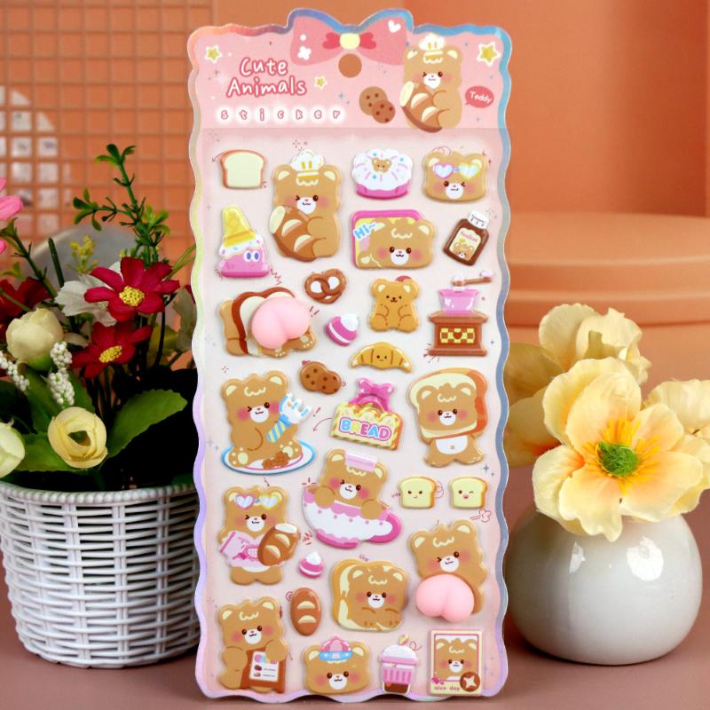 Кавайный Мультяшный Животное Собака Кошка 3D Мягкие Пушистые Наклейки на Попу Милые DIY Наклейки для Чехла Телефона, Блокнота, Ноутбука Игрушка-Антистресс