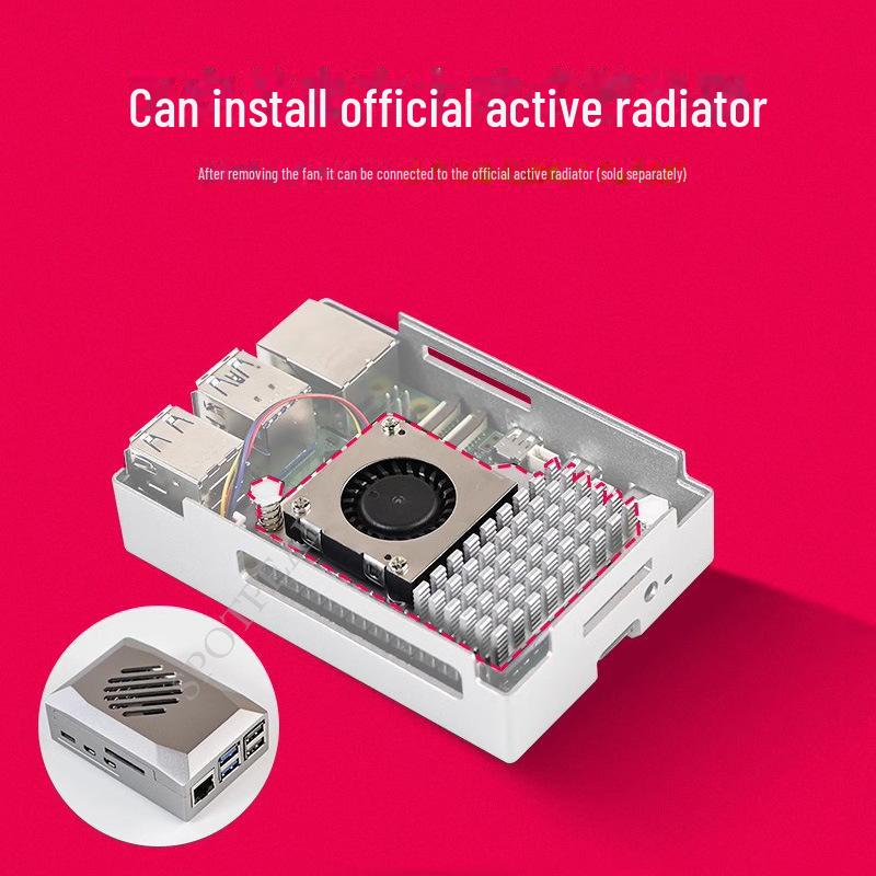 Raspberry Pi 5 Silver Shadow ABS защитный чехол с PWM вентилятором