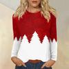 Рубашки с длинным рукавом для женщин, милые футболки с принтом на Рождество, блузки, повседневные топы больших размеров, пуловеры
