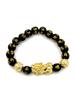 Black Beaded Bracelet with Gold Dragon Charm  Wealth & Protection Feng Shui Jewelry| Spiritual Protection Bracelet| Powerful Feng Shui Gift for Men