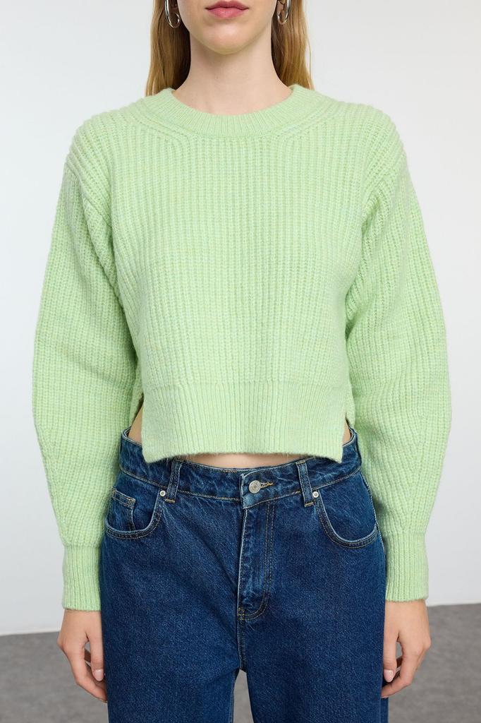 Women's Fashion Stylish Sweater Stone Crop Basic Balloon Sleeve Knitwear Sweater