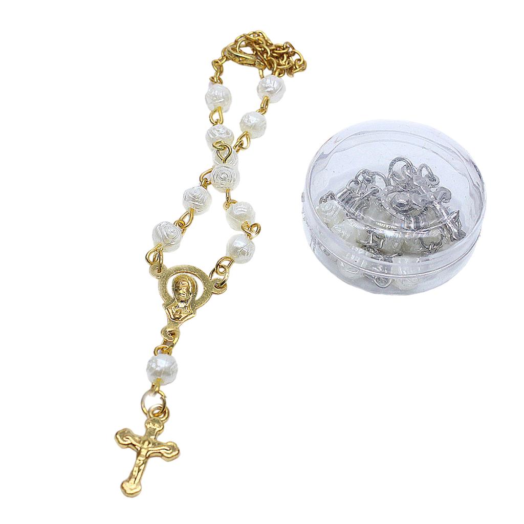 Розовый браслет-розарий с бусинами 6 мм, с крестом-подвеской, для женщин, девушек, католицизма, для молитвы, религиозные украшения на каждый день