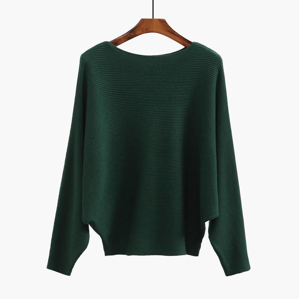 Autumn and Winter Hot Selling One-neck Bat Sleeve Plus-size Women's Pullover Knit Base Layer
