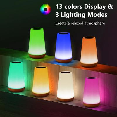 13 цветов, подвесной сенсорный маленький ночник, RGB настольная лампа, прикроватная лампа для спальни с пультом, диммируемая, USB зарядка, лампа для чтения, портативная