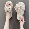 Slippers Female Summer 2025 New Outer Wear Bow Internet Celebrity One-word Drag Fairy Wind with Skirt Non-slip Beach Shoes