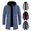 Мужское пальто с капюшоном, длинными рукавами, однотонная куртка средней длины с карманами, застежка-молния