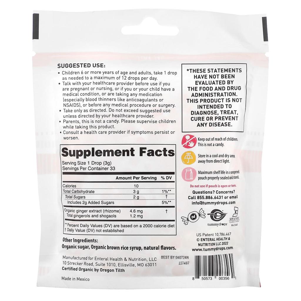 Tummydrops, Organic Enchanted Spice Intense Ginger, 33 Lozenges