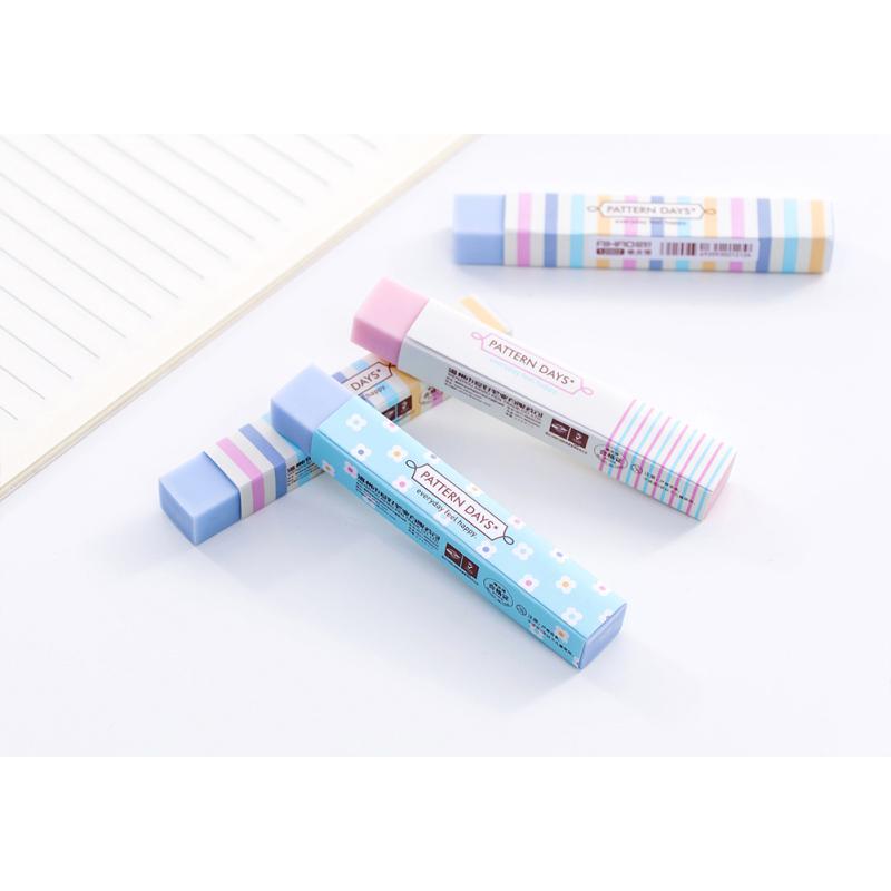 Ластик конфетного цвета, маленький, со свежим цветочным узором, длинная полоска, ластик, меньше крошек, ультрачистый, для студентов