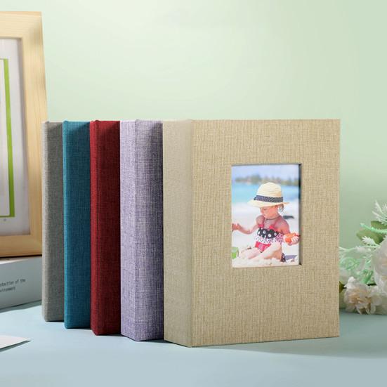 Slip-in Photo Album Linen Cover 28 Pages 56 Pockets 4x6-Inch Wedding Travel Baby Shower Kids Family Anniversary Picture Collection Book