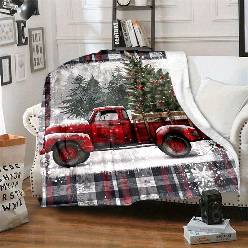 Winter Snow Truck Christmas Blanket Blanket Decoration Soft Comfortable Flannel Blanket Sofa Bed Decoration Blanket