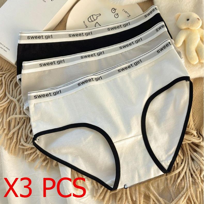 Women's Panties Triangle Sports Style Minimalist Girls' Underwear Mid Waist Japanese White Black Women Underwear