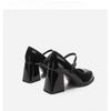 Women's shoes French Mary Jane shoes 2024 new small leather shoes women's thick heels square head high heels women's