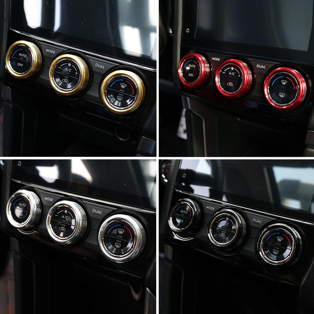 3Pcs/Set Car Styling AC Adjustment Knob Decorative Ring For Subaru Forester Impreza XV Crosstrek WRX Levorg Auto Accessories