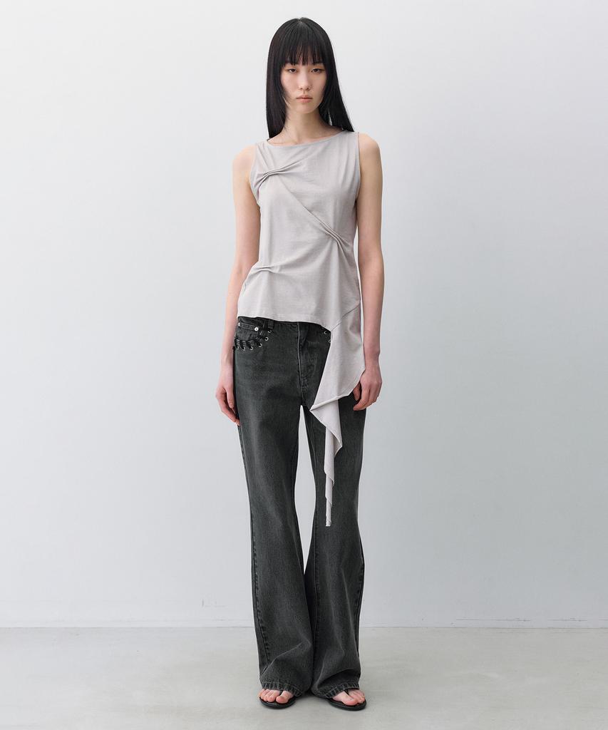 INSILENCE WOMEN Pintuck Drape Sleeveless Ash Grey