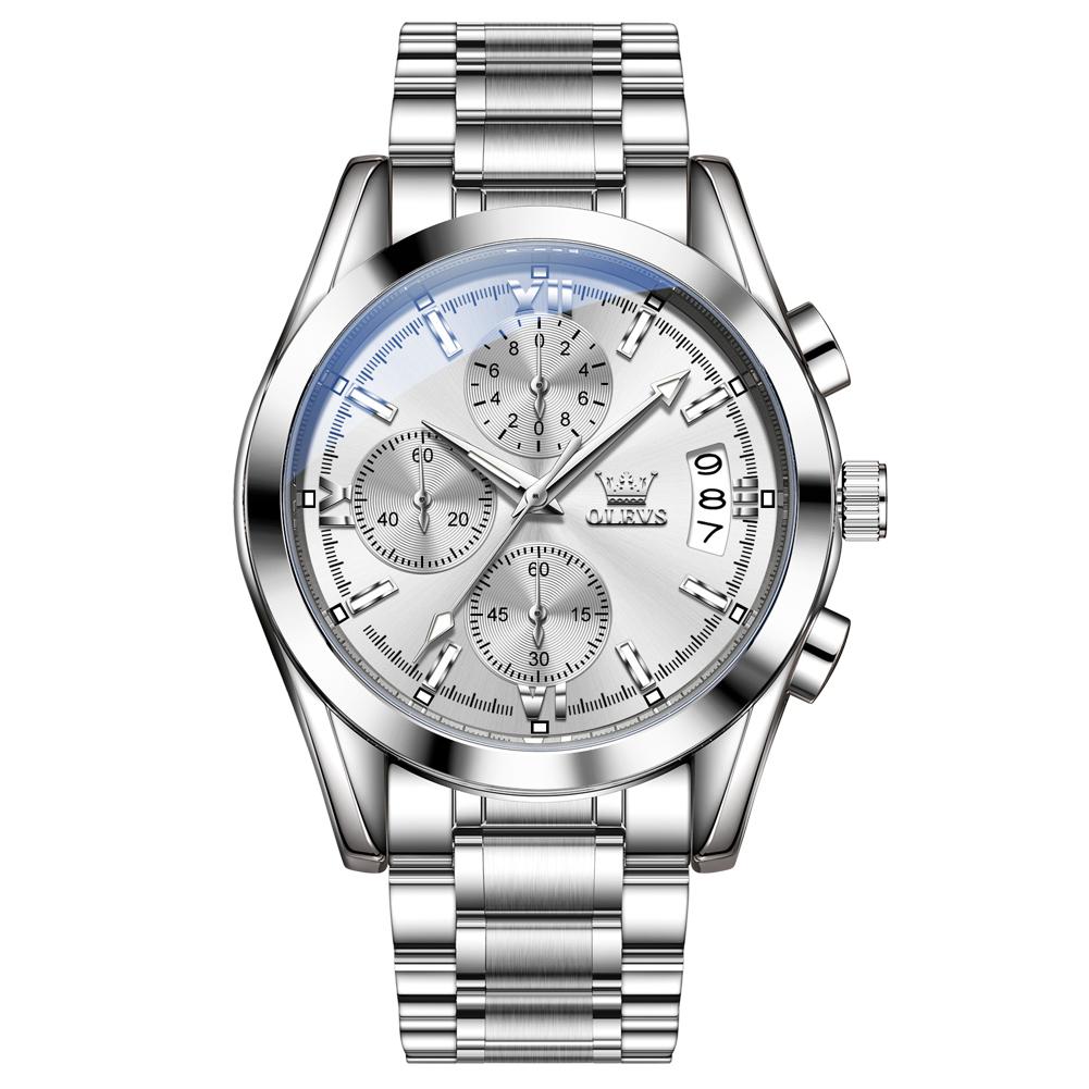 OLEVS Мужские часы Многофункциональные Водонепроницаемые Календарь Хронограф Роскошный Бренд Оригинальные Кварцевые Часы Мужские Спортивные Часы
