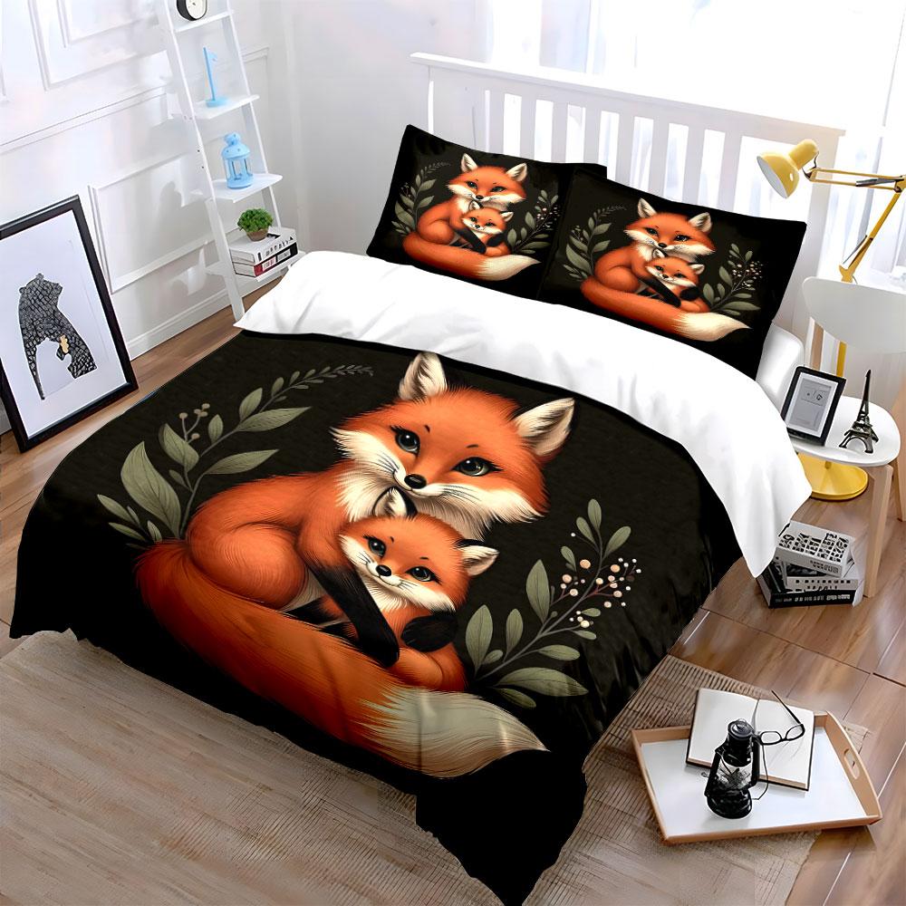 "Whimsical foxes' cozy embrace" Bedding sets Duvet covers Pillowcases(1* Duvet Cover 2* Pillowcases without duvet insert)