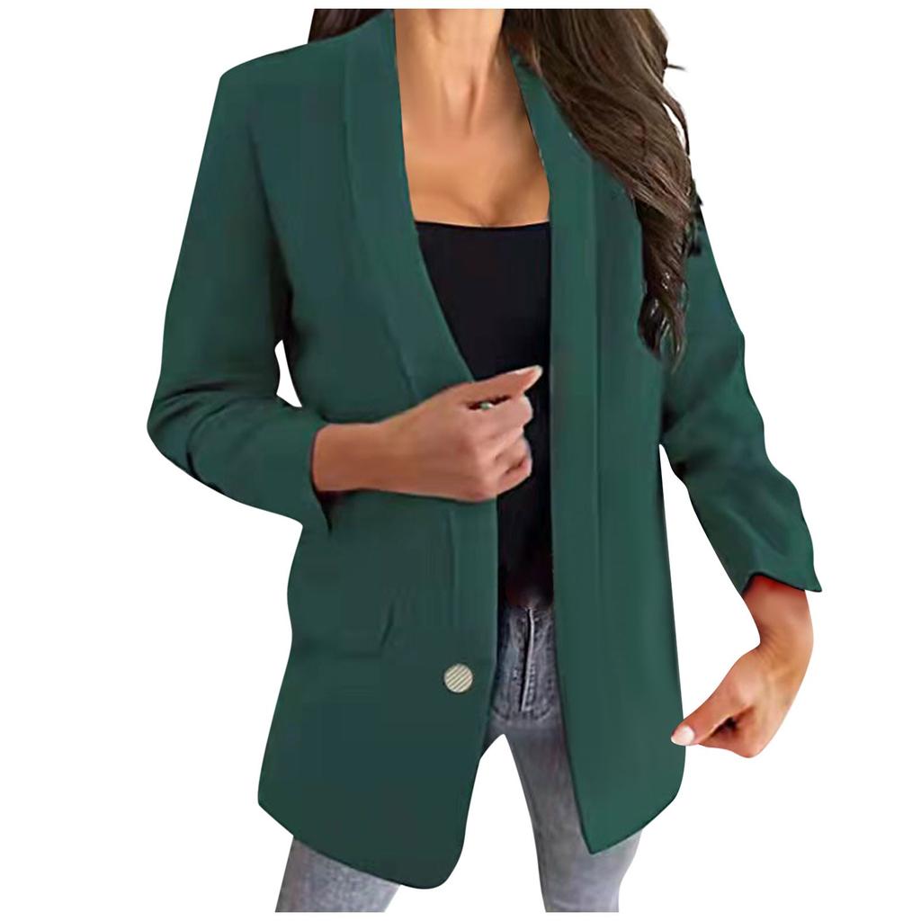 Женский топ-жакет однотонный с лацканами на пуговицах приталенный темпераментный костюм